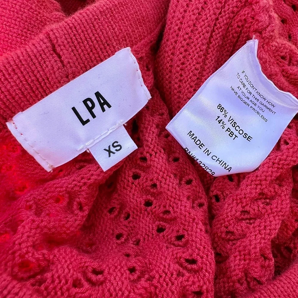 LPA Long Sleeve Knit Crop Top 242 in Red Size XS NWOT - Picture 3 of 7